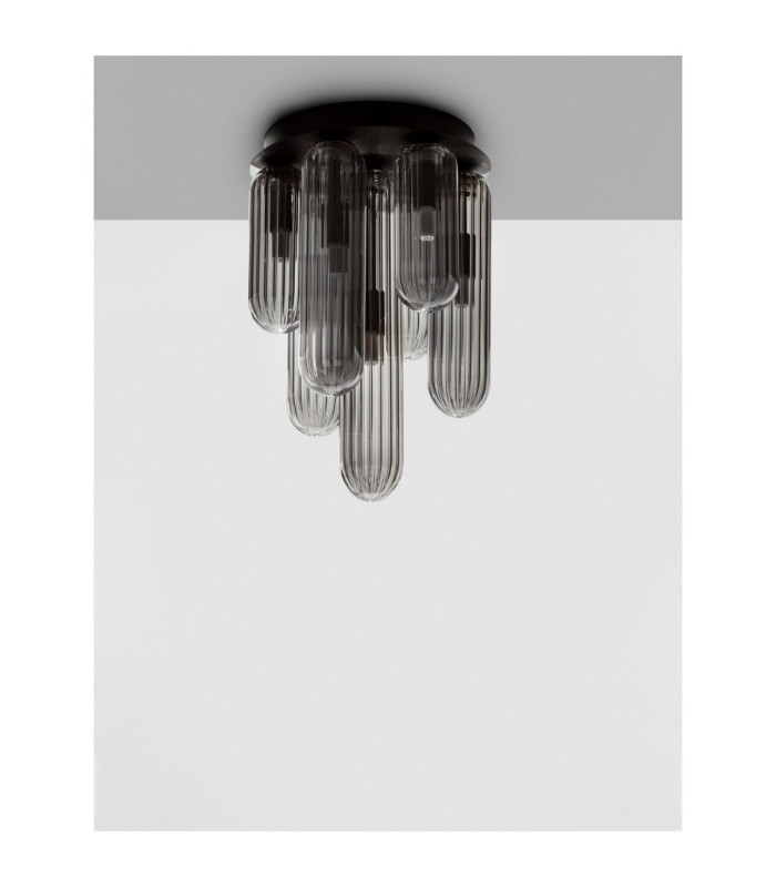 Gustave Shade Cluster Ceiling Light  Smokey Grey Matt Black LED G9 7x5W-3