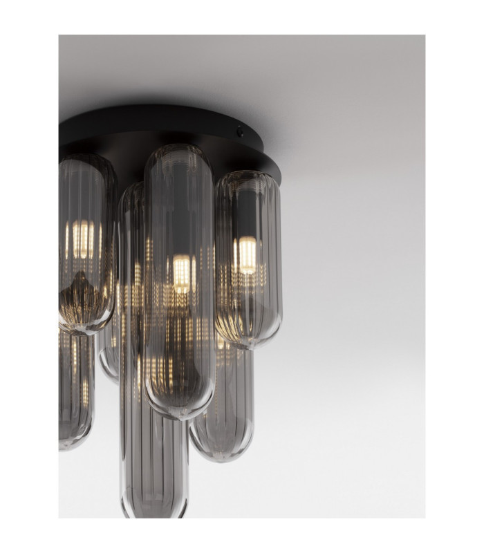Gustave Shade Cluster Ceiling Light  Smokey Grey Matt Black LED G9 7x5W-5