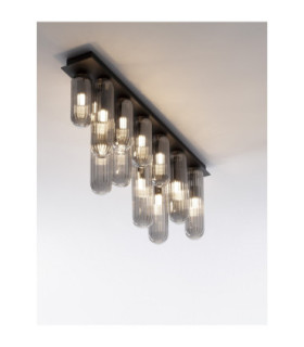 Gustave Shade Cluster Ceiling Light  Smokey Grey Matt Black LED G9 12x5W-2