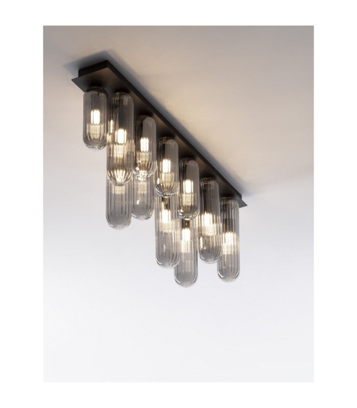 Gustave Shade Cluster Ceiling Light  Smokey Grey Matt Black LED G9 12x5W-2