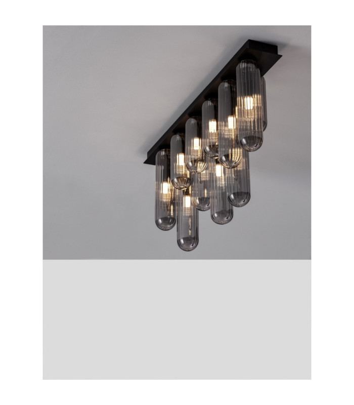 Gustave Shade Cluster Ceiling Light  Smokey Grey Matt Black LED G9 12x5W-4