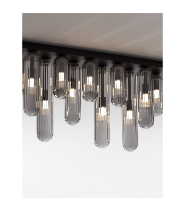 Gustave Shade Cluster Ceiling Light  Smokey Grey Matt Black LED G9 12x5W-5
