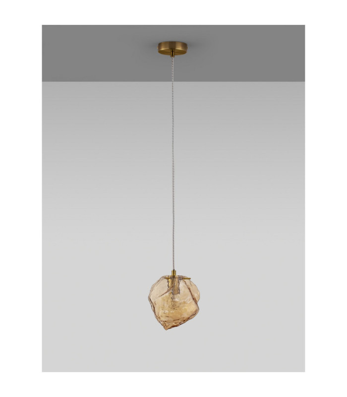 Odelle Pendant Ceiling Light Amber Brass Gold E14 1x5W-3