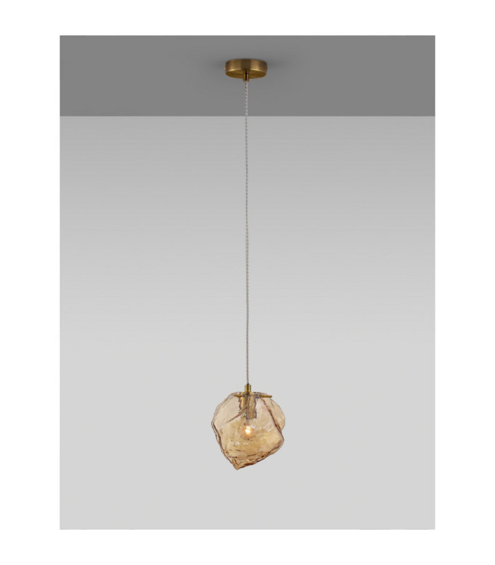 Odelle Pendant Ceiling Light Amber Brass Gold E14 1x5W-4