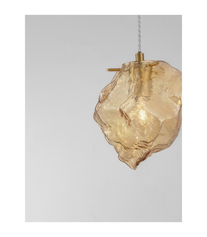 Odelle Pendant Ceiling Light Amber Brass Gold E14 1x5W-6