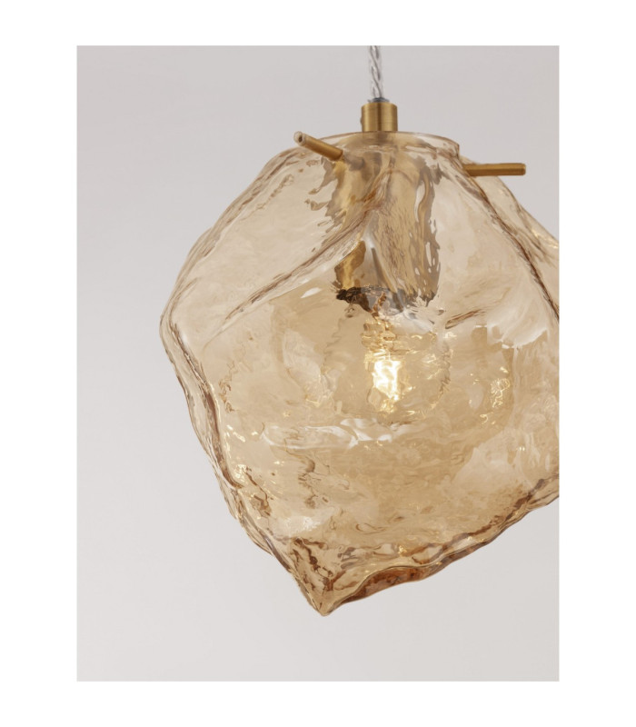 Odelle Pendant Ceiling Light Amber Brass Gold E14 1x5W-7