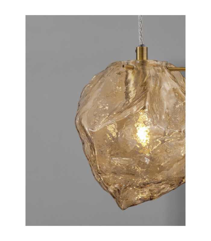 Odelle Pendant Ceiling Light Amber Brass Gold E14 1x5W-8