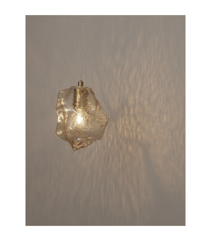 Odelle Pendant Ceiling Light Amber Brass Gold E14 1x5W-9