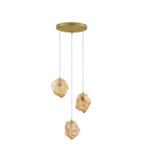 Odelle Cluster Pendant Ceiling Light Amber Brass Gold E14 3x5W-1