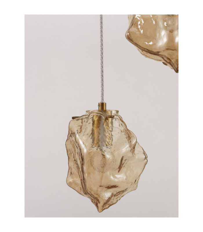 Odelle Cluster Pendant Ceiling Light Amber Brass Gold E14 3x5W-5