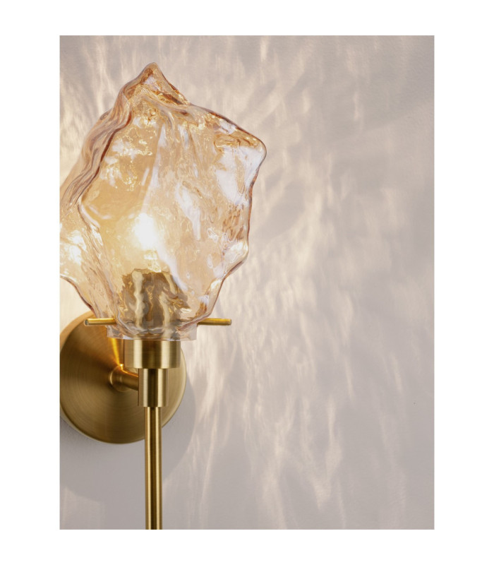 Odelle Wall Lamp Amber Brass Gold E14W 1x5W-6