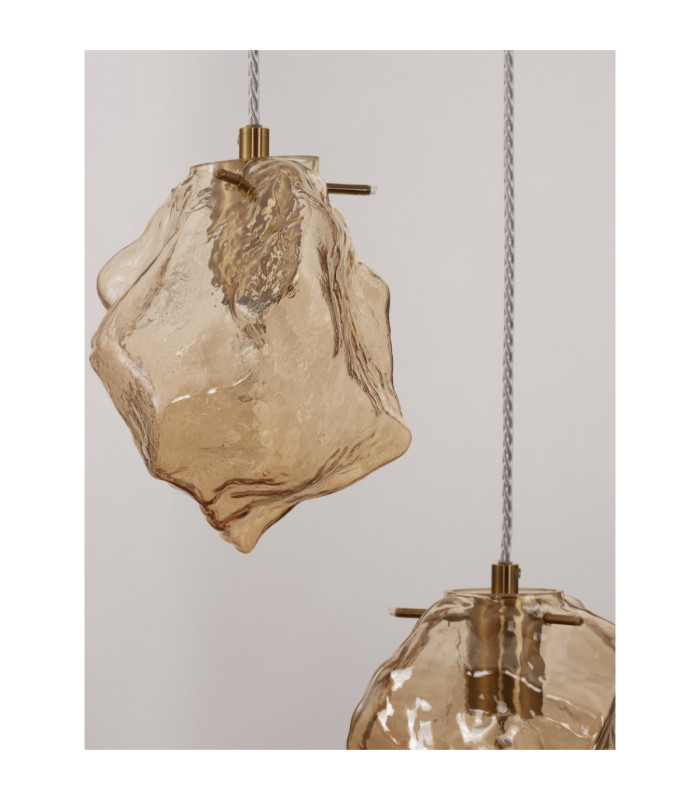 Odelle Cluster Pendant Ceiling Light Amber Brass Gold E14 5x5W-8