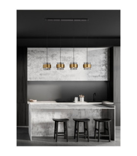 Sianna Bar Pendant Ceiling Light Smokey Brass Gold E27 4x12W-2