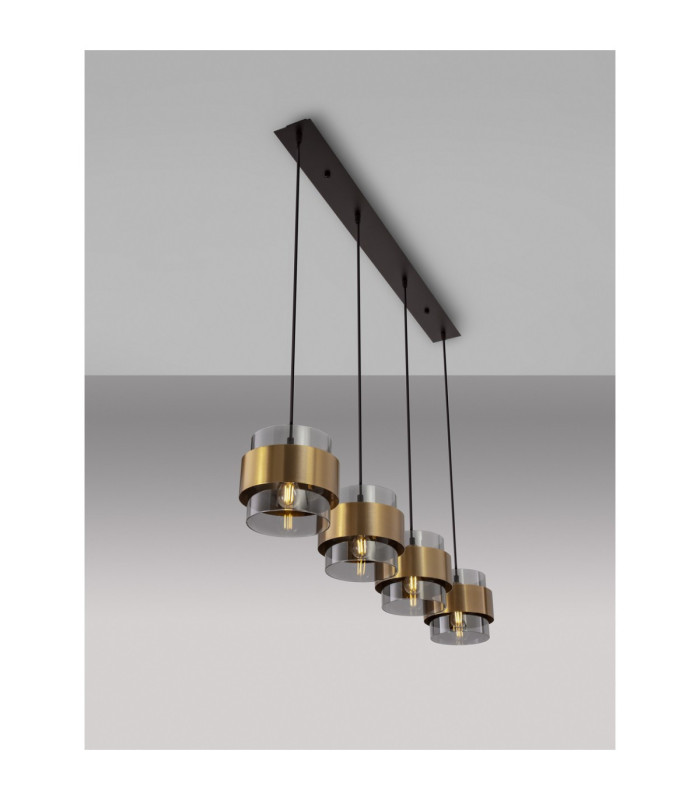 Sianna Bar Pendant Ceiling Light Smokey Brass Gold E27 4x12W-6