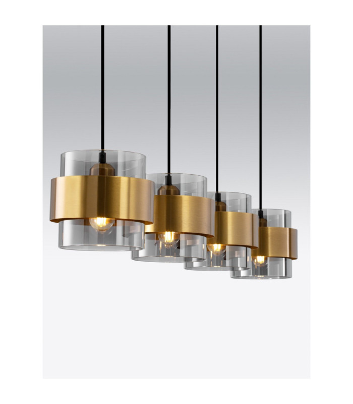 Sianna Bar Pendant Ceiling Light Smokey Brass Gold E27 4x12W-7