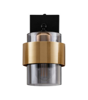 Sianna 10cm Wall Lamp Smokey Sandy Black Brass Gold E27 1x12W-1