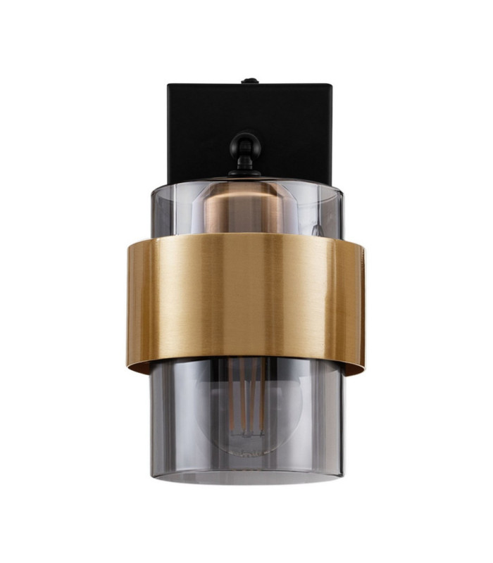 Sianna 10cm Wall Lamp Smokey Sandy Black Brass Gold E27 1x12W-1