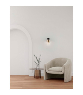 Sianna 10cm Wall Lamp Smokey Sandy Black Brass Gold E27 1x12W-2