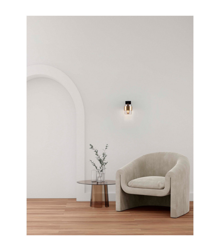 Sianna 10cm Wall Lamp Smokey Sandy Black Brass Gold E27 1x12W-2