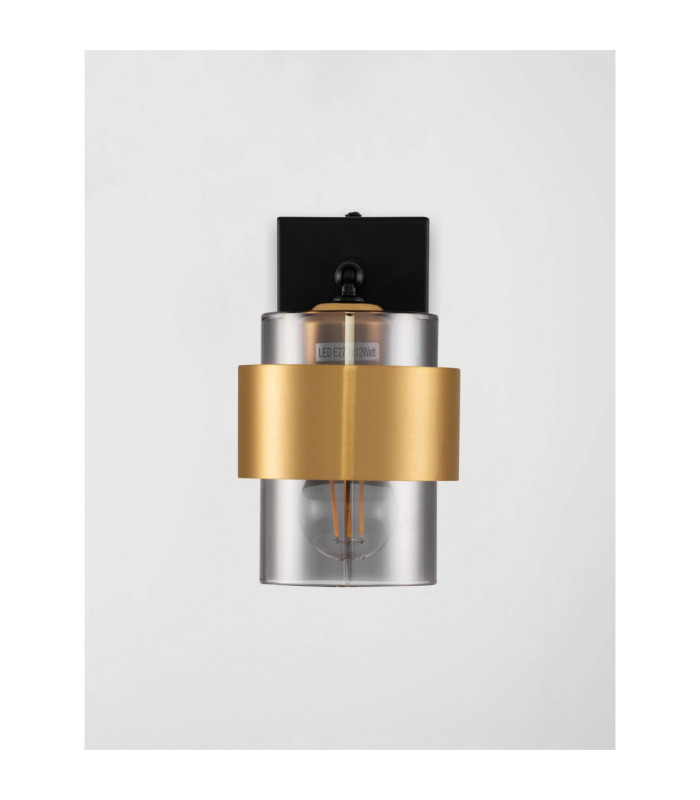 Sianna 10cm Wall Lamp Smokey Sandy Black Brass Gold E27 1x12W-3