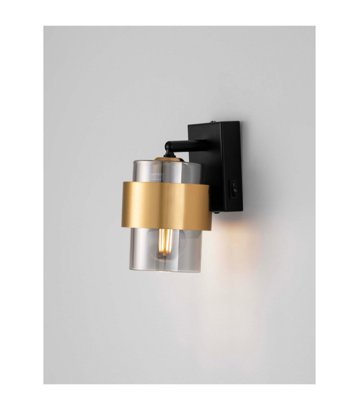 Sianna 10cm Wall Lamp Smokey Sandy Black Brass Gold E27 1x12W-5