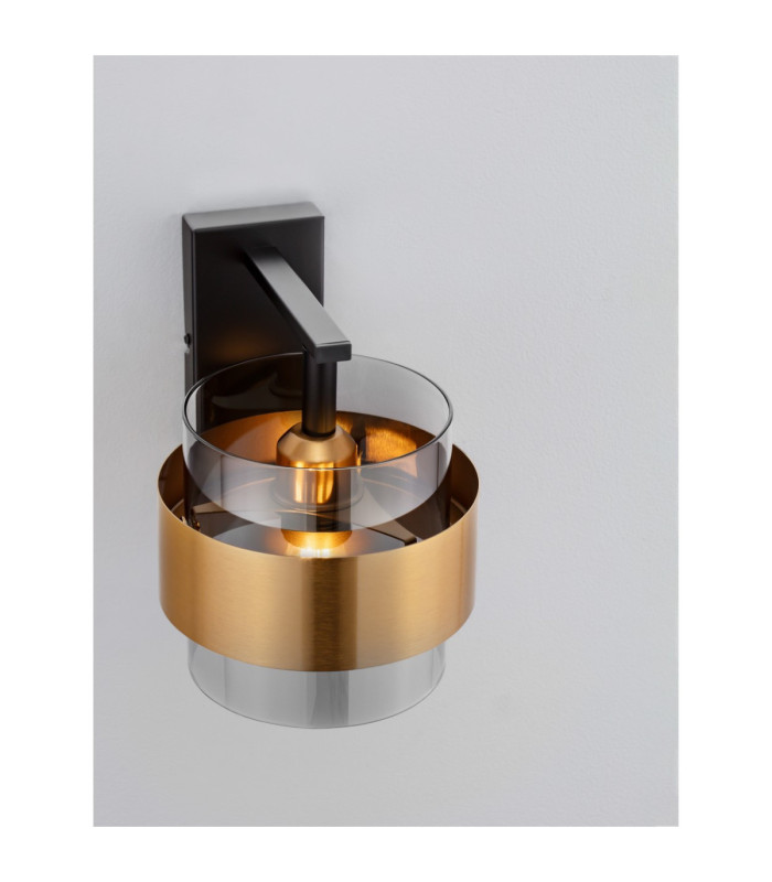 Sianna 18cm Wall Lamp Smokey Sandy Black Brass Gold E27 1x12W-2