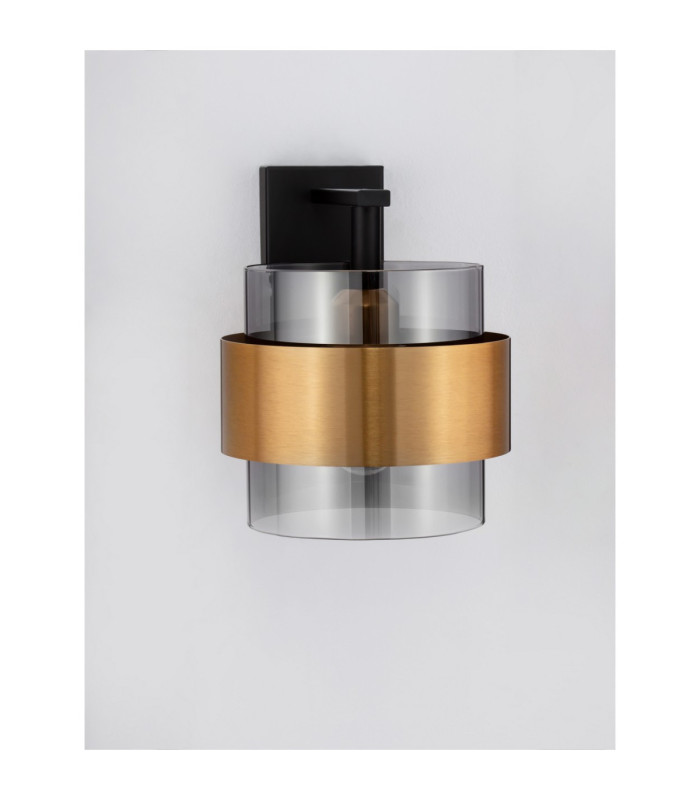 Sianna 18cm Wall Lamp Smokey Sandy Black Brass Gold E27 1x12W-4