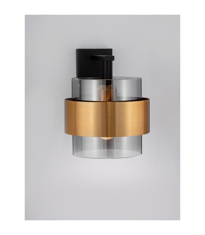 Sianna 18cm Wall Lamp Smokey Sandy Black Brass Gold E27 1x12W-5