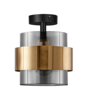 Sianna Cylindrical Ceiling Light Smokey Sandy Black Brass Gold E27 1x12W-1