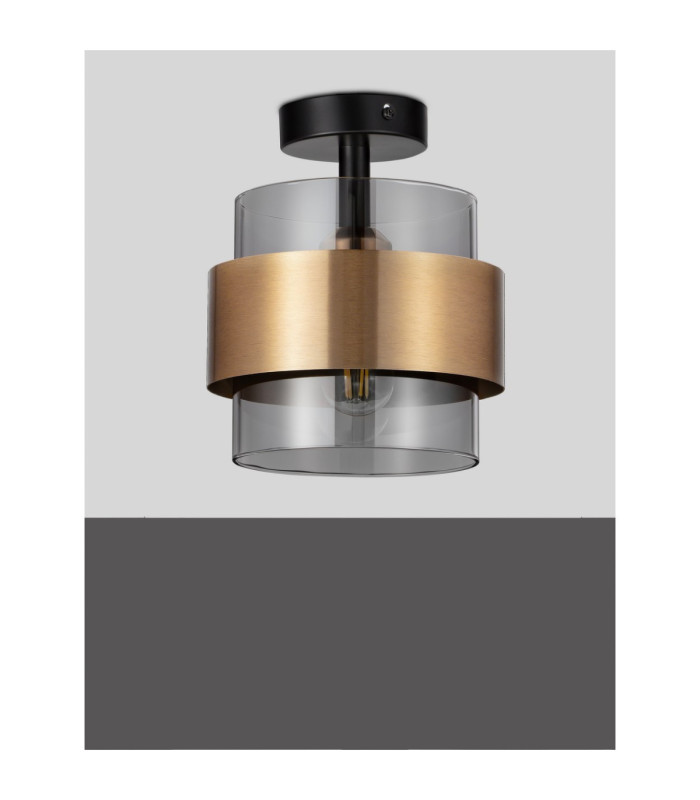 Sianna Cylindrical Ceiling Light Smokey Sandy Black Brass Gold E27 1x12W-3