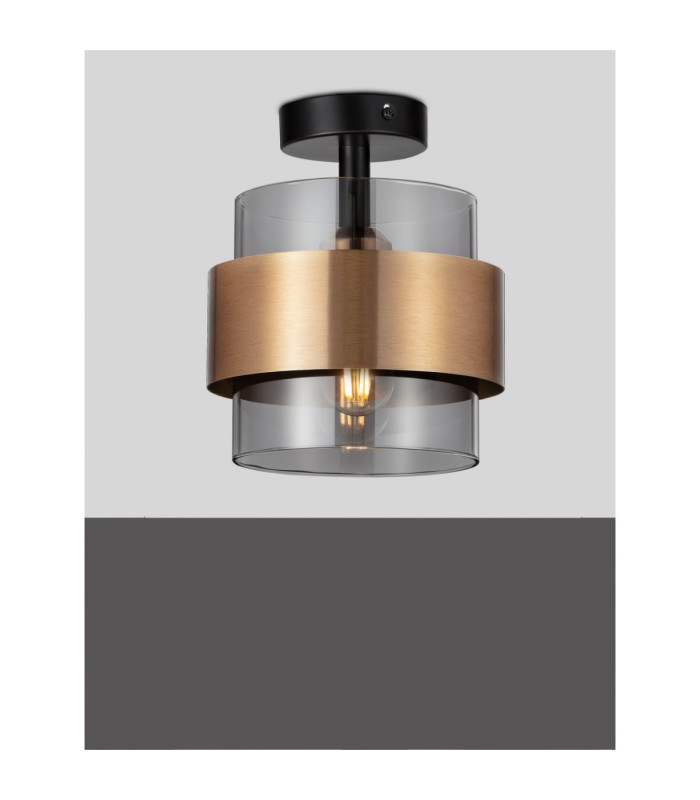 Sianna Cylindrical Ceiling Light Smokey Sandy Black Brass Gold E27 1x12W-4