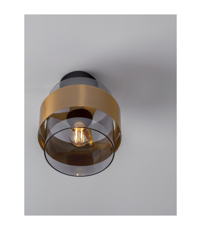 Sianna Cylindrical Ceiling Light Smokey Sandy Black Brass Gold E27 1x12W-5
