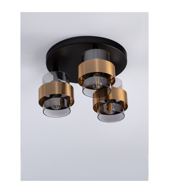 Sianna Shade Cluster Ceiling Light Smokey Sandy Black Brass Gold E27 3x12W-3