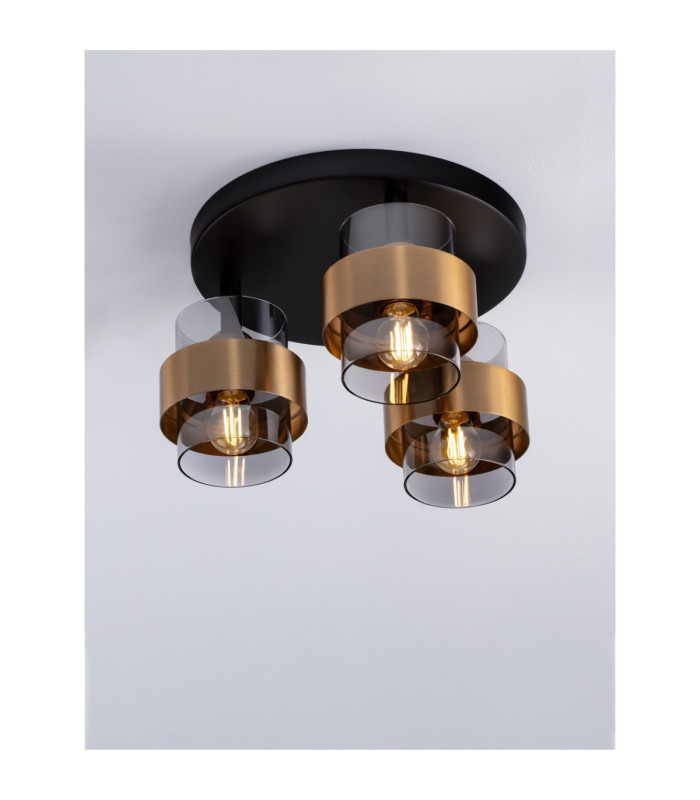 Sianna Shade Cluster Ceiling Light Smokey Sandy Black Brass Gold E27 3x12W-4