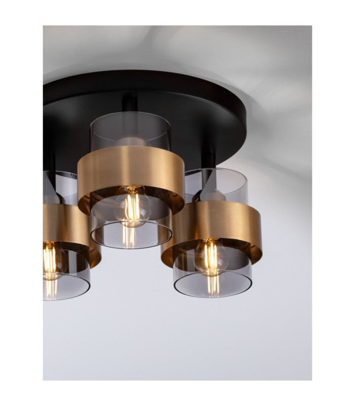 Sianna Shade Cluster Ceiling Light Smokey Sandy Black Brass Gold E27 3x12W-6