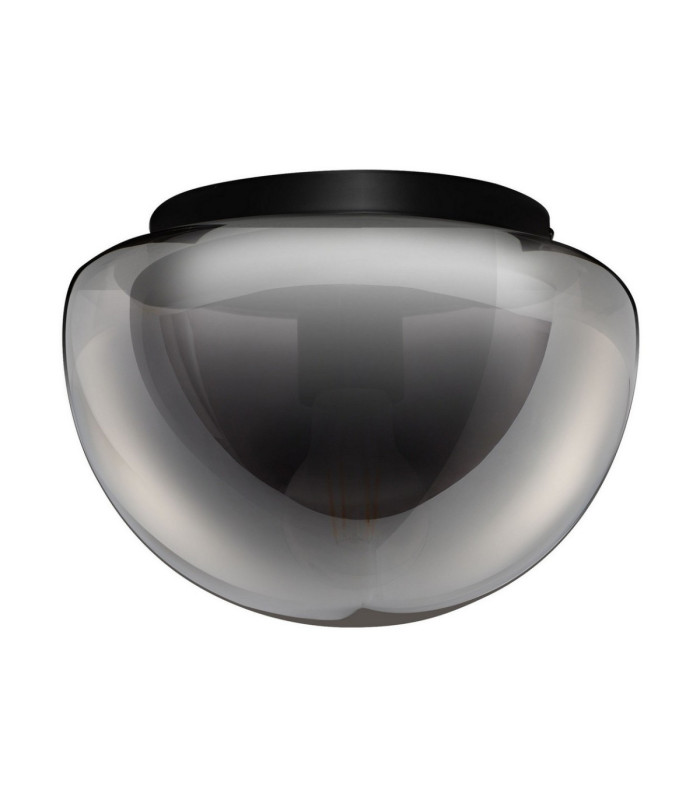 Ebony 31.5cm Globe Ceiling Light Smokey Grey Matt Black E27 1x12W-1