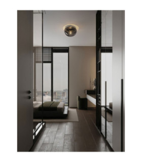 Ebony 31.5cm Globe Ceiling Light Smokey Grey Matt Black E27 1x12W-2