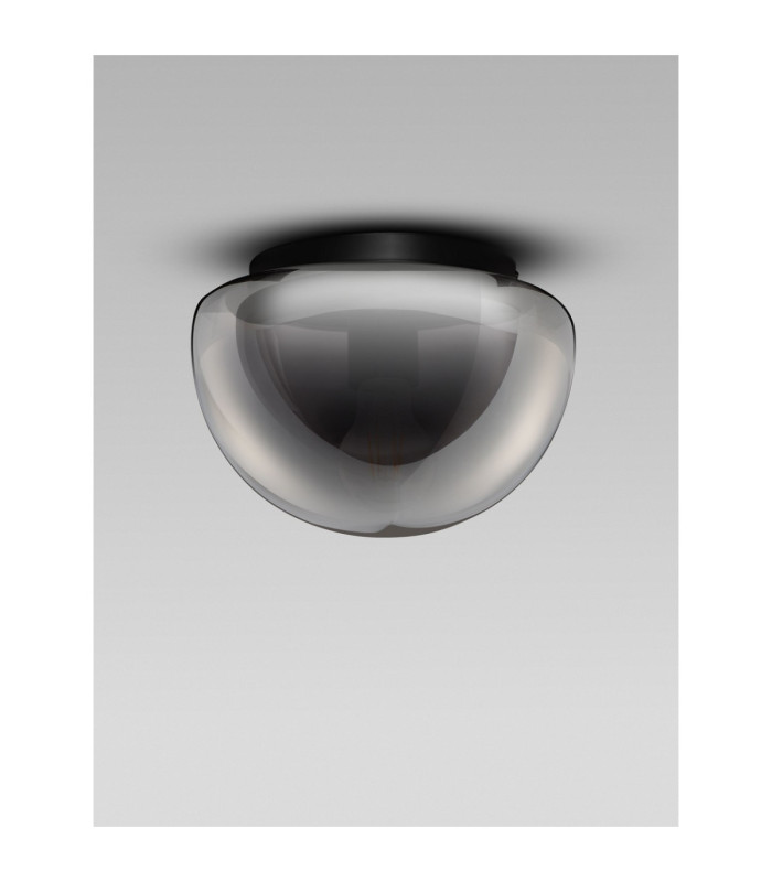 Ebony 31.5cm Globe Ceiling Light Smokey Grey Matt Black E27 1x12W-3