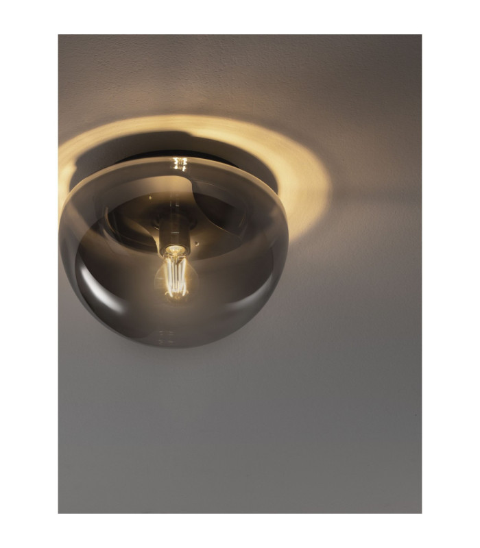 Ebony 31.5cm Globe Ceiling Light Smokey Grey Matt Black E27 1x12W-5
