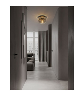 Ebony 24.5cm Globe Ceiling Light Smokey Grey Matt Black E27 1x12W-2