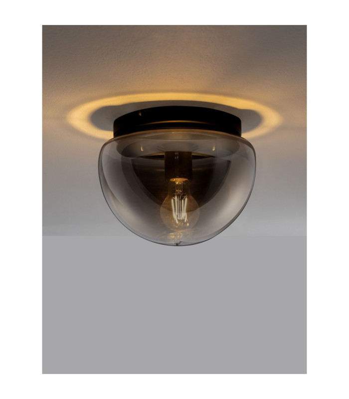 Ebony 24.5cm Globe Ceiling Light Smokey Grey Matt Black E27 1x12W-4