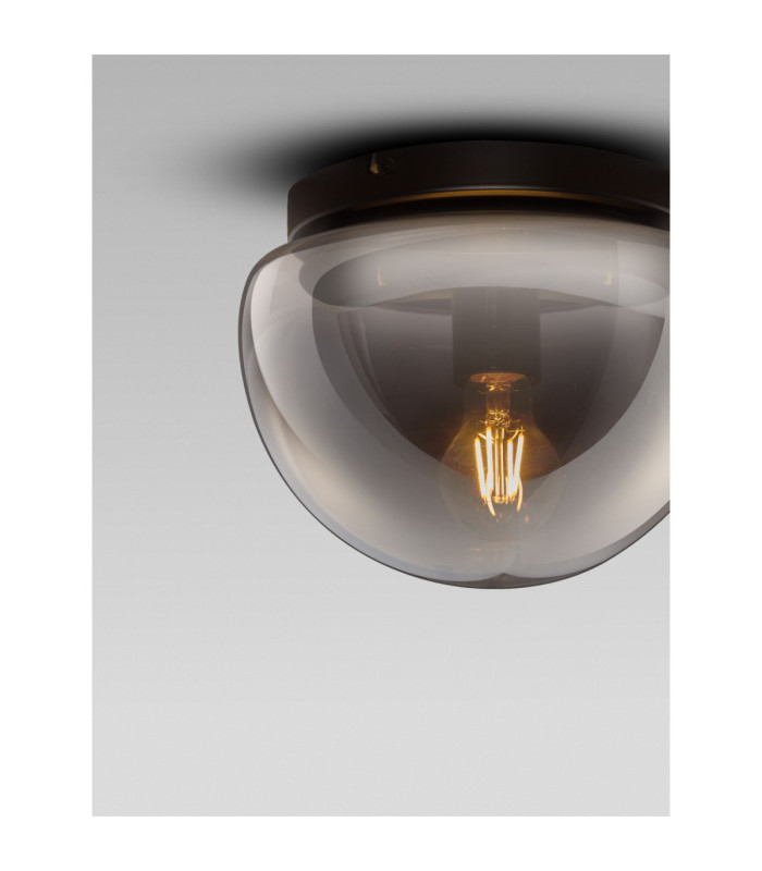 Ebony 24.5cm Globe Ceiling Light Smokey Grey Matt Black E27 1x12W-5