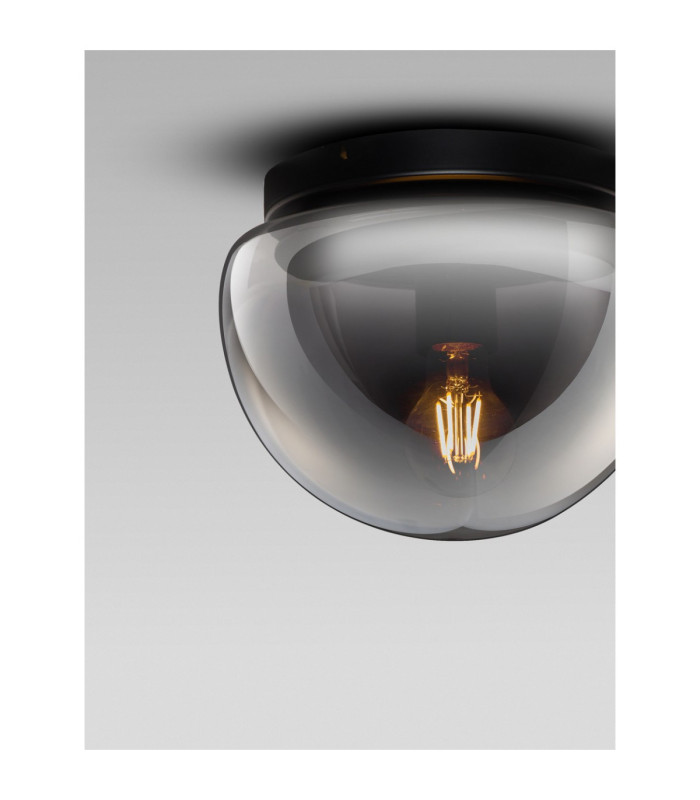 Ebony 24.5cm Globe Ceiling Light Smokey Grey Matt Black E27 1x12W-6