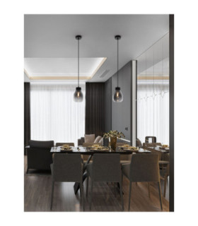 Blacu Dome Pendant Ceiling Light Smokey Grey Black E27 1x12W-2