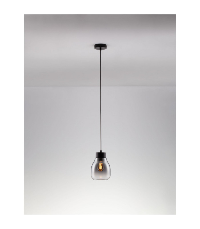 Blacu Dome Pendant Ceiling Light Smokey Grey Black E27 1x12W-3