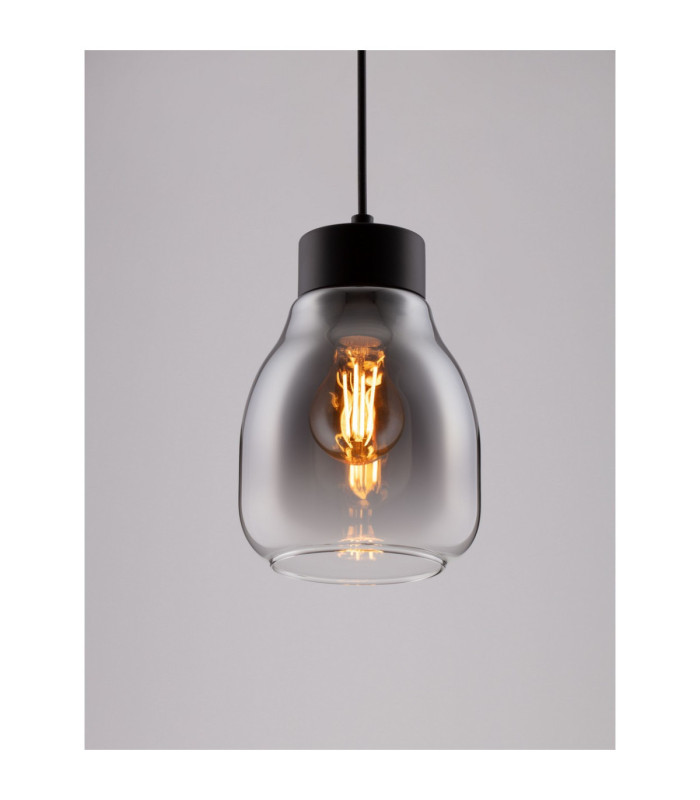 Blacu Dome Pendant Ceiling Light Smokey Grey Black E27 1x12W-4