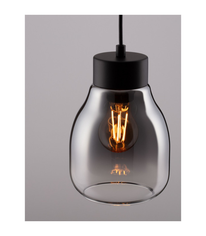Blacu Dome Pendant Ceiling Light Smokey Grey Black E27 1x12W-5