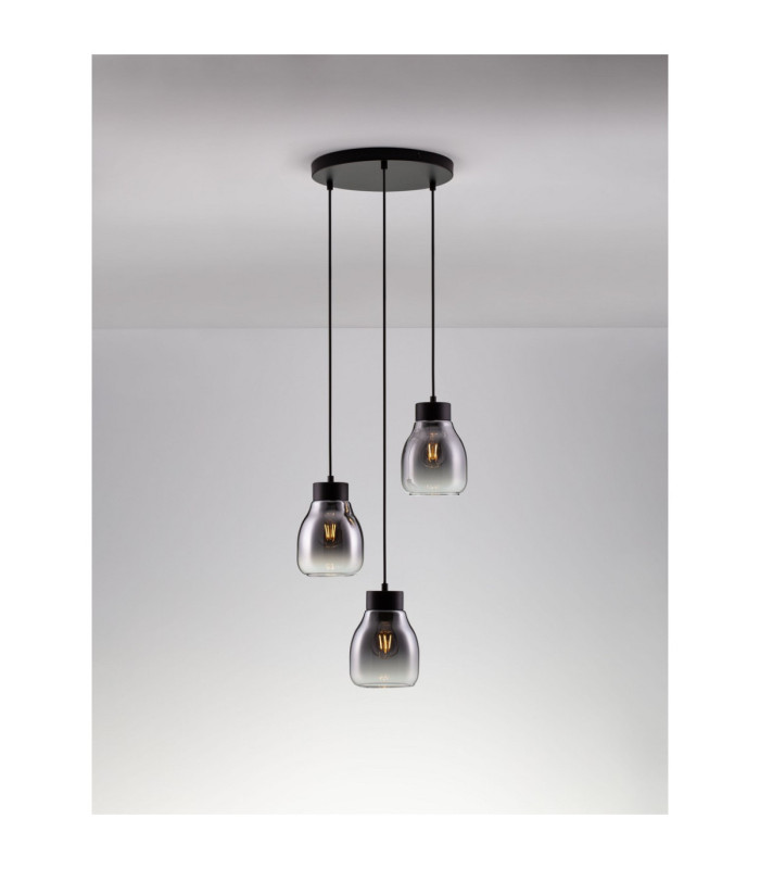 Blacu Cluster Pendant Ceiling Light Smokey Grey Black E27 3x12W-4