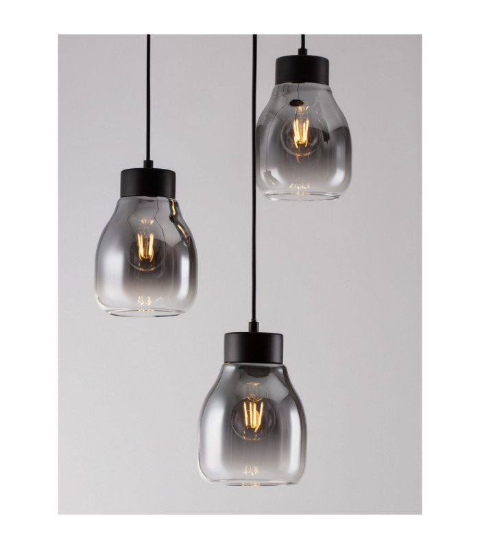 Blacu Cluster Pendant Ceiling Light Smokey Grey Black E27 3x12W-5