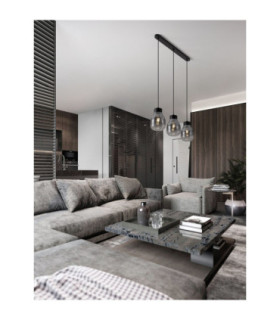Blacu Bar Pendant Ceiling Light Smokey Grey Black E27 3x12W-2